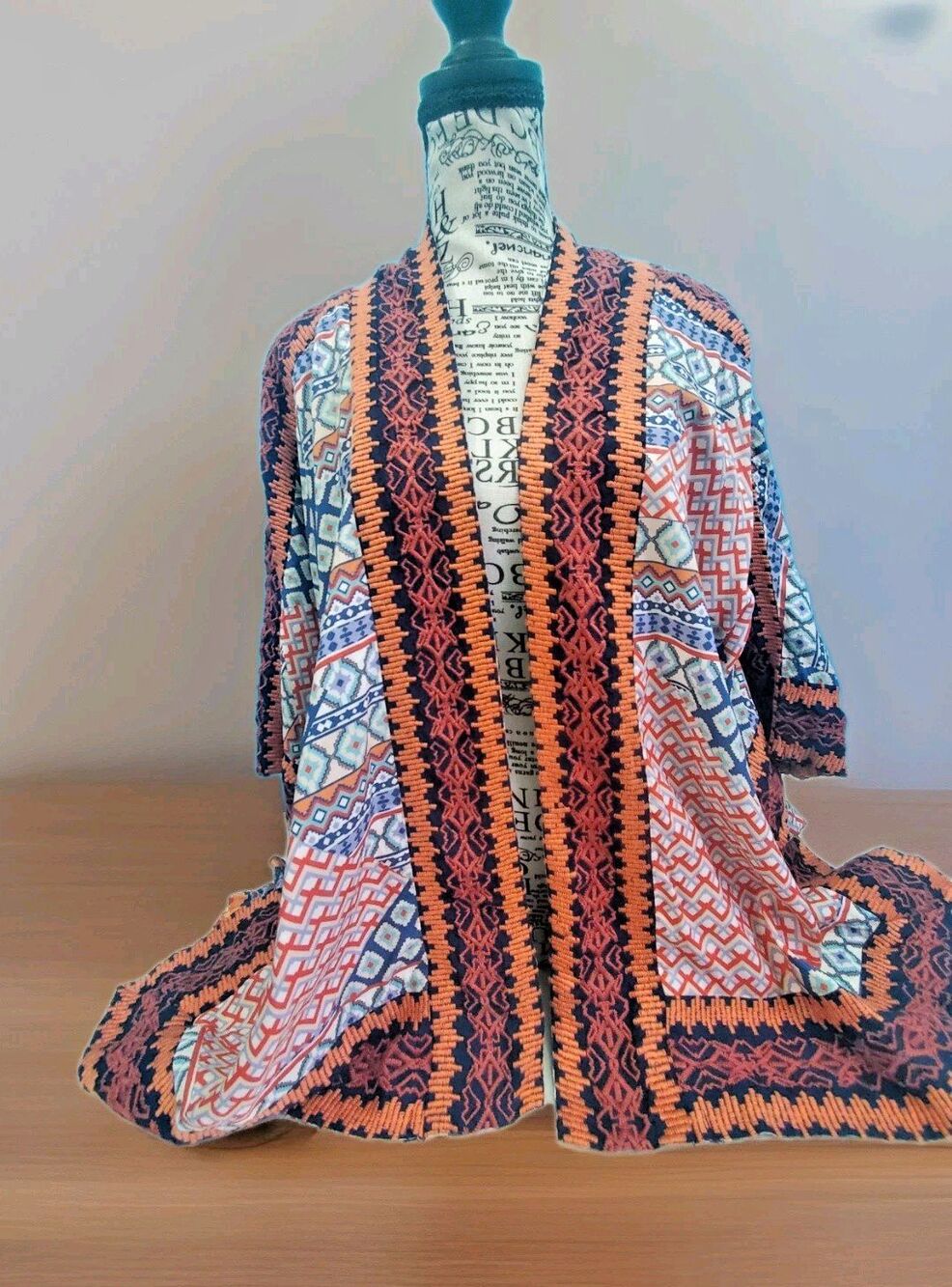 Tolani Raely Kimono NWT One Size Boho Patchwork Print Open Front Duster Cardigan